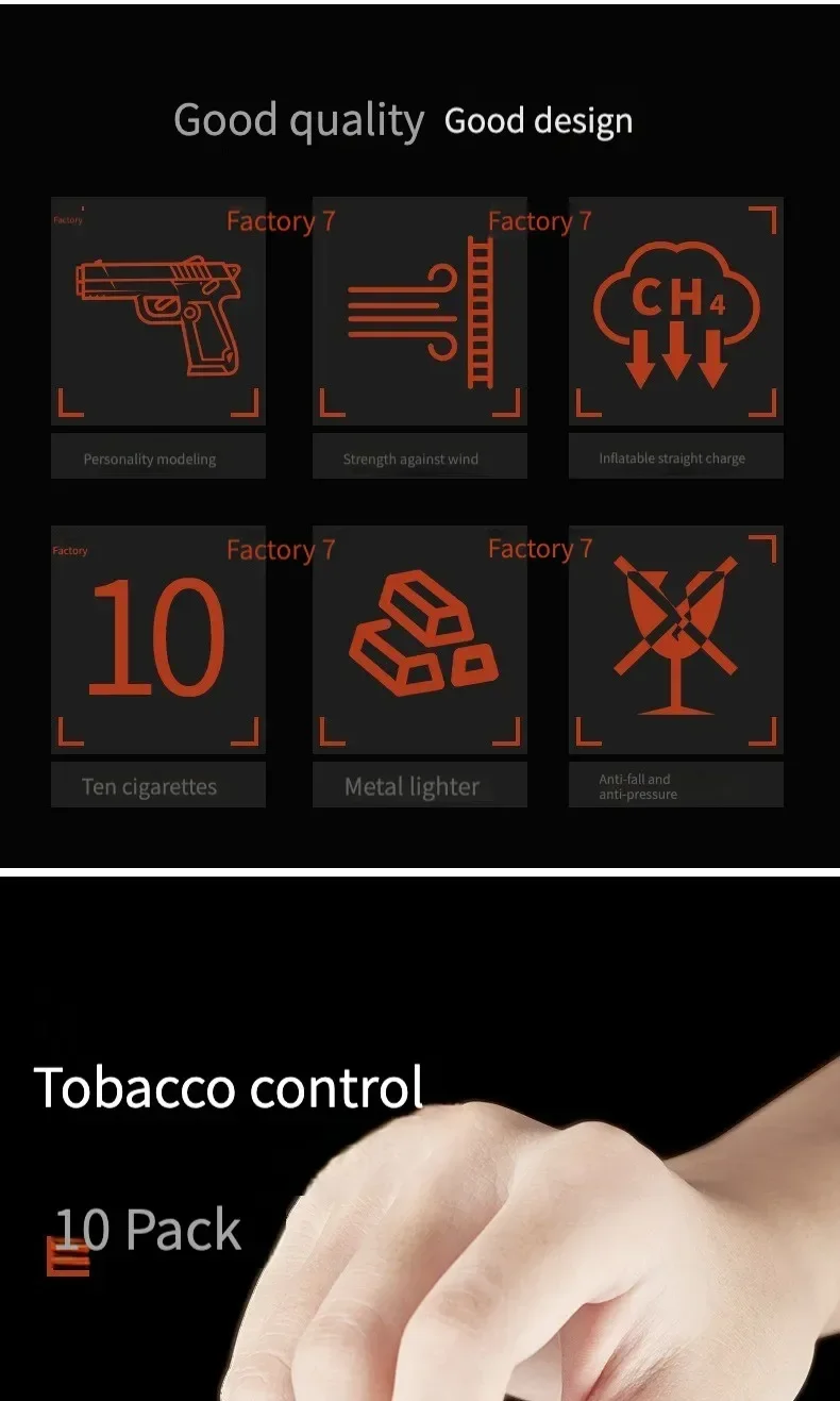 2025 New Clip Gun Type Butane Gas Lighter Three Capacity Cigarette Holder Windproof Jet Blue Flame Portable Lighters Men's Gifts