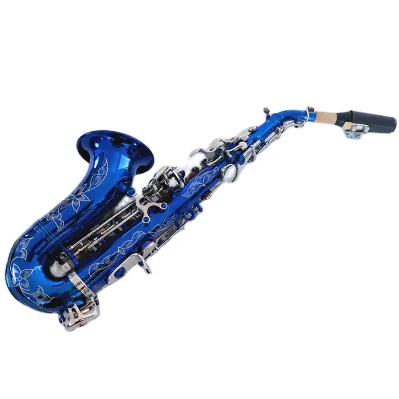 

KALUOLIN New High quality Soprano saxophone Silver Sky blue S991 Sax Bb Musical Instrument Children Adults Use