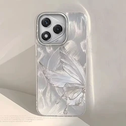 Elegant Silver Butterfly Textured Phone Case - Luxury Laser Design Silicone Shell for Honor X8c (Ycshd47)