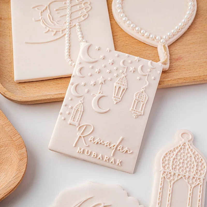 Eid Mubarak Cookie Cutter Stamp Press Moon 3D Festival Fondant Sugarcraft Islamic Muslim Biscuit Baking Tool Ramadan Decoration