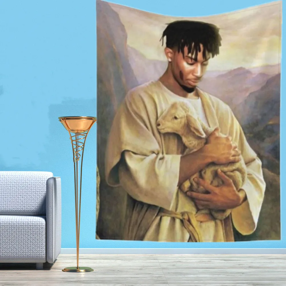 Tapestry Decorations Jesus Christian Playboi Carti Tapestry Wall Cloth Funny Meme Tapetries Bedroom Aesthetic Room Tapestrys Home Decorations