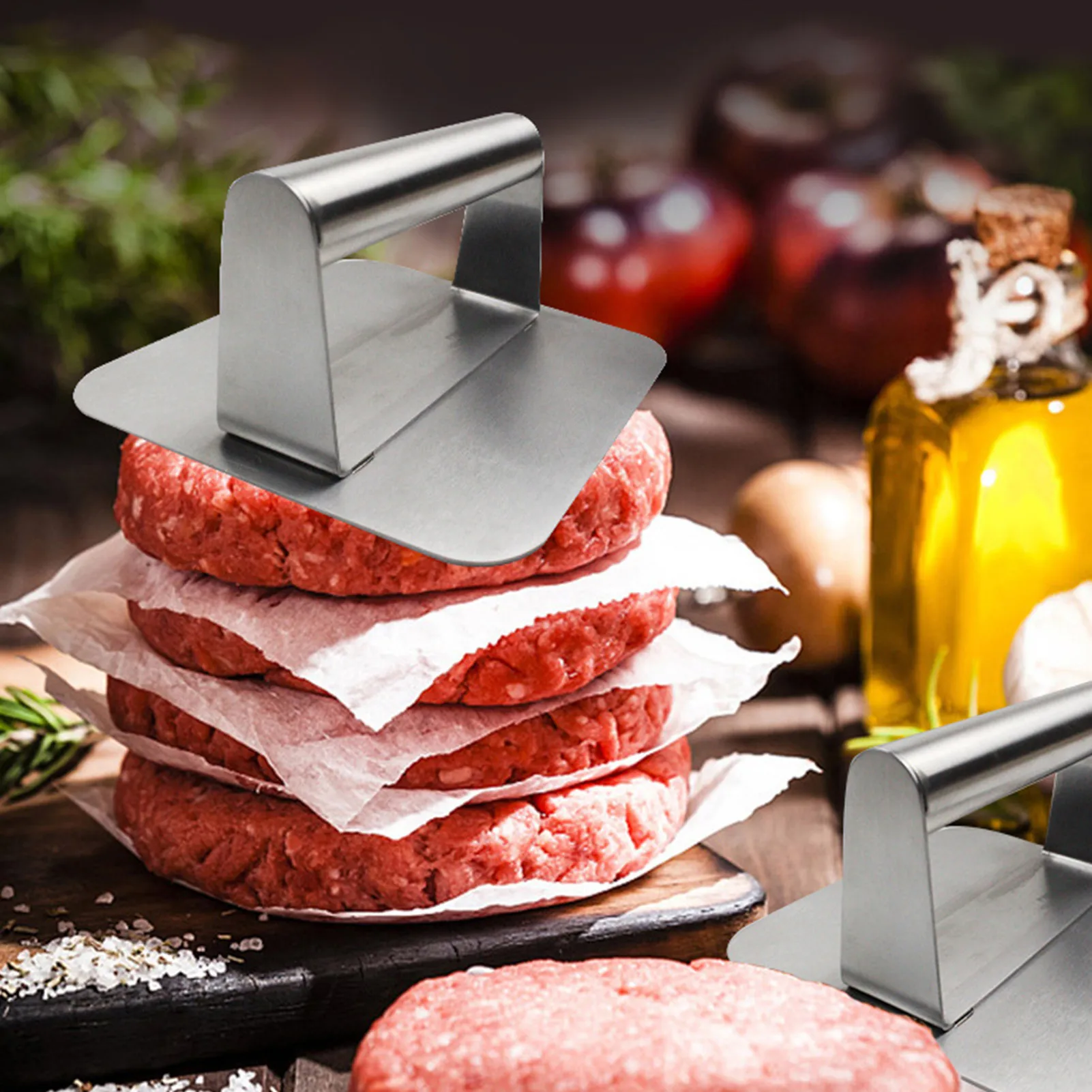 Stainless Steel Meatloaf Burger Press Meat Press Smasher Round Shape Hamburger Meat Beef Grill Kitchen Food Mold