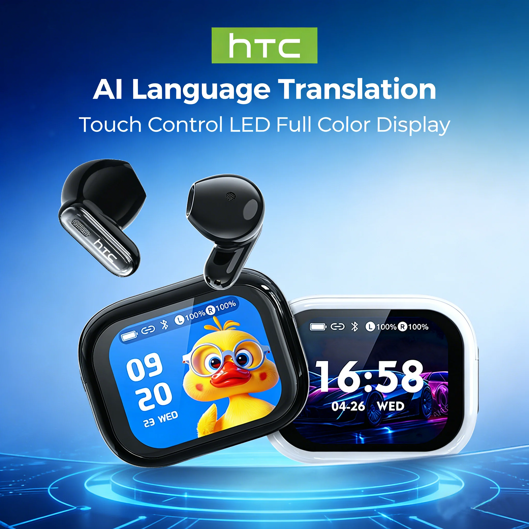 Htc Ne68 Wireless Bluetooth Earphones With Enc And Led Display_voghion.com