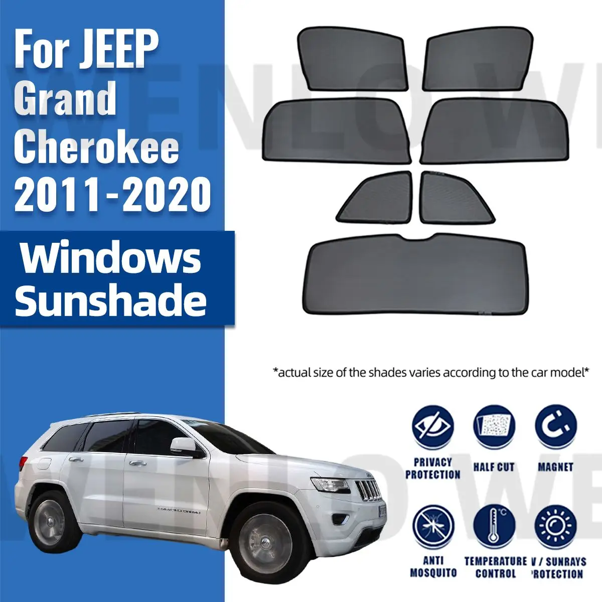 

For JEEP Grand Cherokee WK2 2011-2020 Magnetic Car Sunshade Customized Side Window Curtain Sun Shield Visor Front Windshield