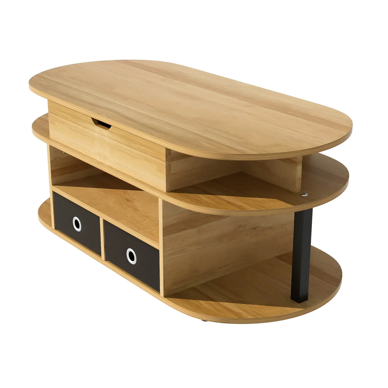 Modern Wooden Coffee Table With Lifting Function, Large Storage Space Black Fabric Drawers, Versatile Sidetable For Living Room – Detail 9