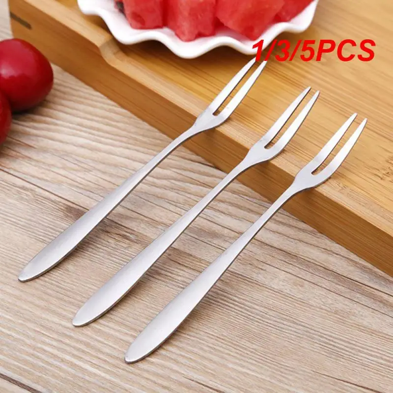 

1/3/5PCS Exquisite Stainless Steel Fruit Fork Flatware Fruit Fork Birthday Party Cake Fruit Salad Dessert Fork Kitchen Small
