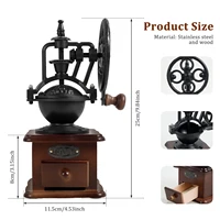 Creative wooden retro coffee grinder with adjustable multi-purpose antique style household manual coffee grinder 6