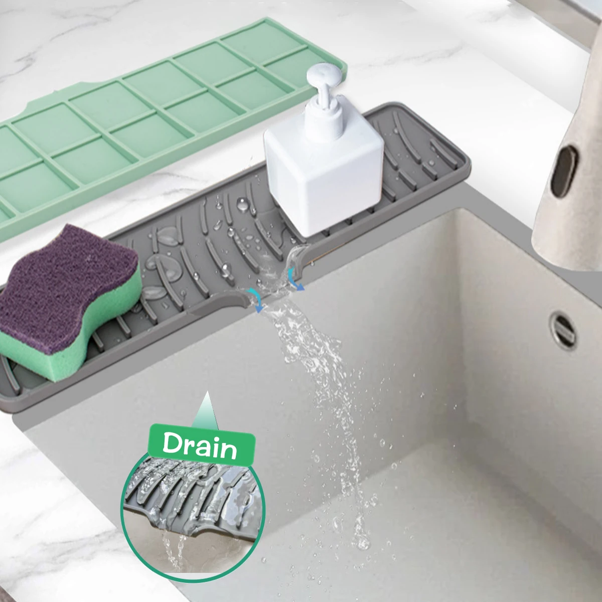 Kitchen Faucet Absorbent Mat Silicone Sink Splash Guard Water Draining Pad Countertop Protector Table Cushion Place Mat Bathroo