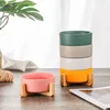 Ceramic Pet Bowl Dish With Wood Stand No Spill Pet Ceramic Double Bowl For Dog Cat Food Water Feeder Cats Small Dogs Pet bowl 2