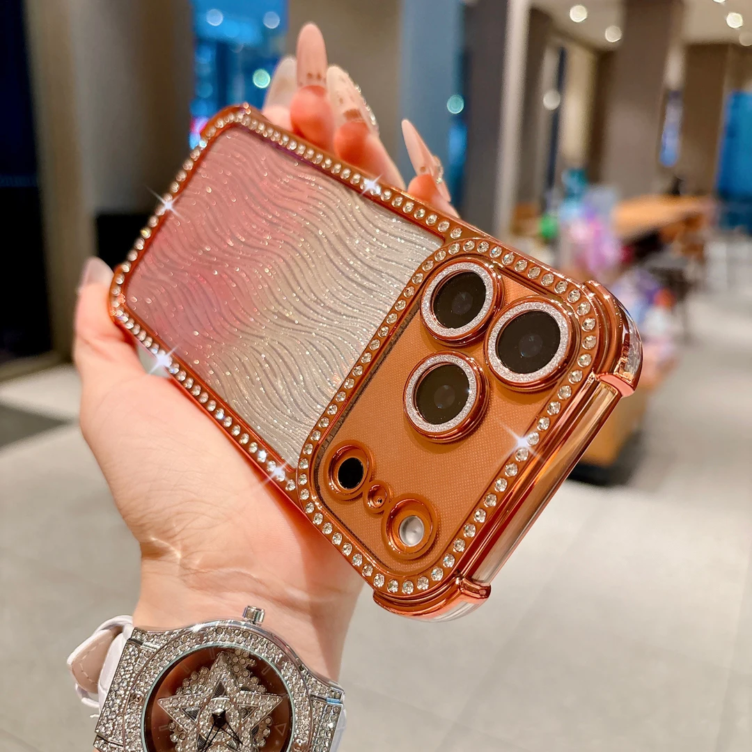 Luxury Gradient Glitter Shockproof Phone Case with Four-Corner Anti-Fall Protection and Camera Lens Guard