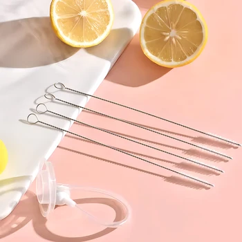Brosse de nettoyage de bouteilles en paille, 10 pièces, brosse de cuisine en acier inoxydable, aspiration de cheveux doux, Tube de verre, brosses de nettoyage longues pour tuyaux en acier 1