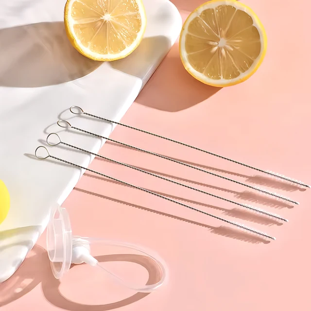 Brosse de nettoyage de bouteilles en paille, 10 pièces, brosse de cuisine en acier inoxydable, aspiration de cheveux doux, Tube de verre, brosses de nettoyage longues pour tuyaux en acier 1
