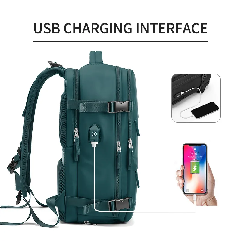 Women Laptop Backpack 15.6inch Teenage girl USB charging school Backpack Independent Shoe bag travel Backpack outdoor Backpack