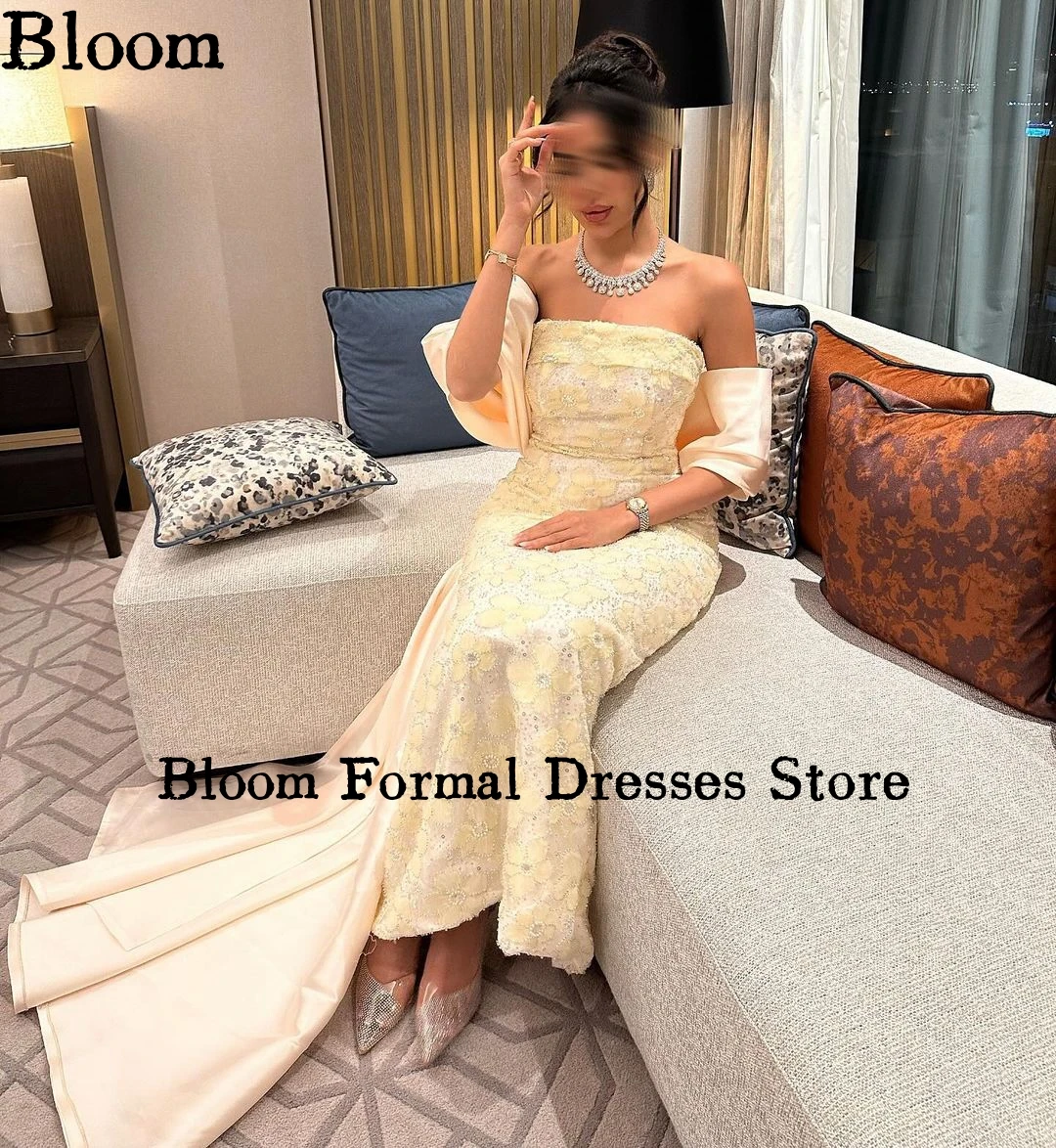 

Arabia Strapless Prom Dresses With Cape Beads Appliques Sheath Gorgeous Evening Dresses Wedding Party Dress vestidos de gala