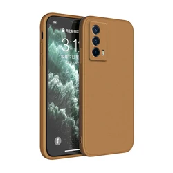 Luxury Ultrathin Shockproof Silicone Case with Camera Protection for IQOO Z5 (Brown)