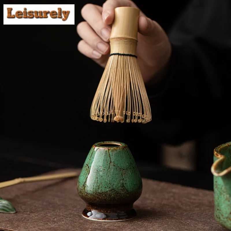 Kiln Fambe Matcha Four-piece Set Japanese Ceramic Tea Tools Bowl Whisk Brush Holder Spoon Tea Services Accessories Craft Supplie