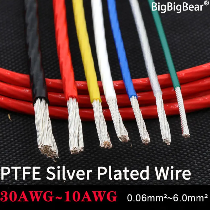 5 м PTFE посеребренный провод 10/11/13/14/15/18/20/22/24/26/28/30 AWG высокой чистоты OFC медный кабель