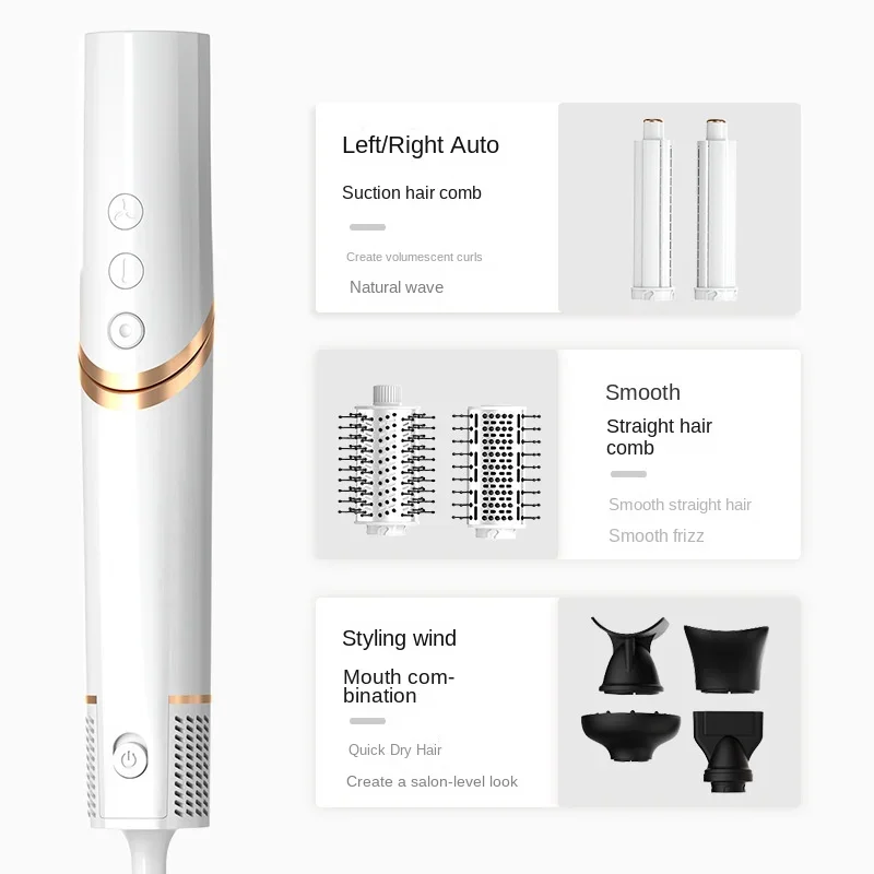 Folding hair dryer, negative ion curling iron, all-in-one hot air comb set, multi-functional hair dryer comb. hair brush 5