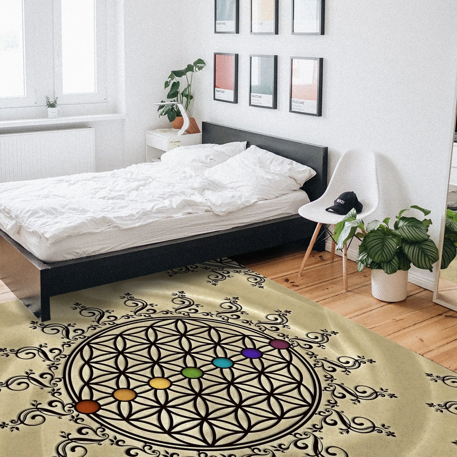 Flower of Life Yoga Zen Carpet for Home Living Room Bedroom Bedside Decor Large Anti-slip Area Rug Kids Room Baby Crawling Mat