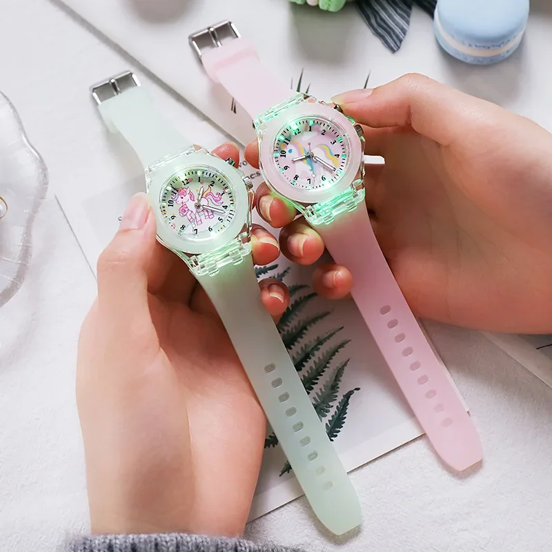 New Printed Silicone Band Kids's Watch for Cartoon Unicorn Watches At Night Quartz DIGITAL CLOCK Cute Girls Primary School 4