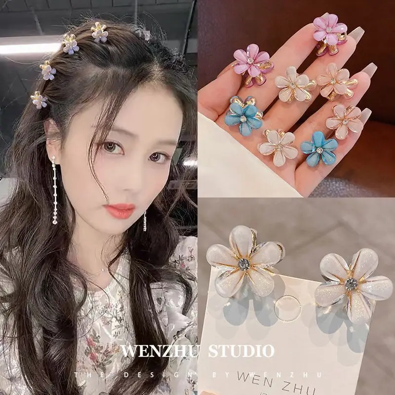 

4PSCPrincess head mini clip bangs clip crystal hair clip women's summer small side broken