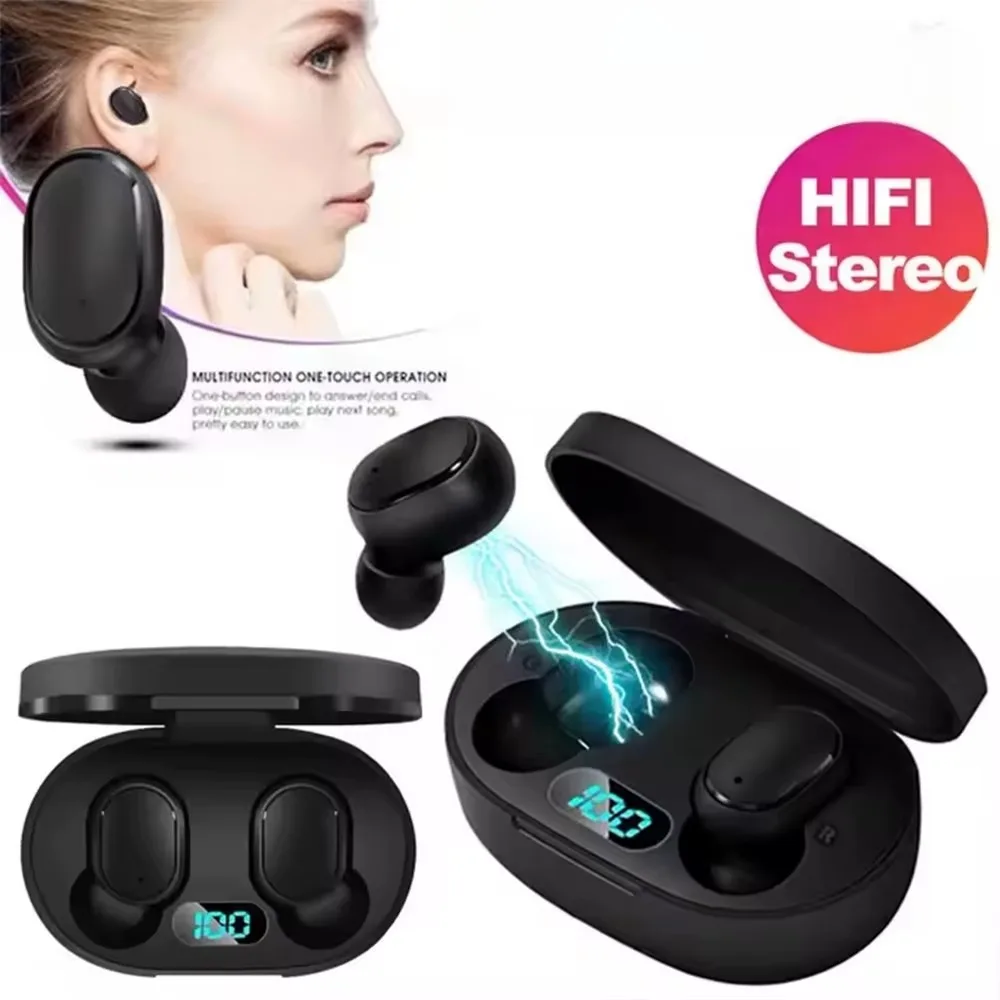 Mini Fone TWS com Mostrador Digital de Bateria Bluetooth 5.0 Leve e Portátil Som Estéreo Puro Design Moderno para Viagens