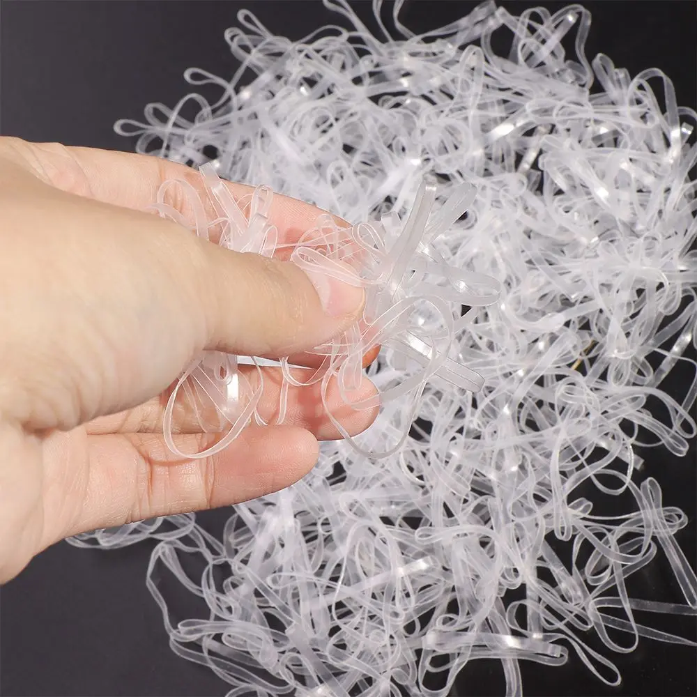 

Girls Transparent Clear Hair Styling Tool Women 500 Pcs Hair Ties Rubber Hair Band Ropes Ponytail Holder