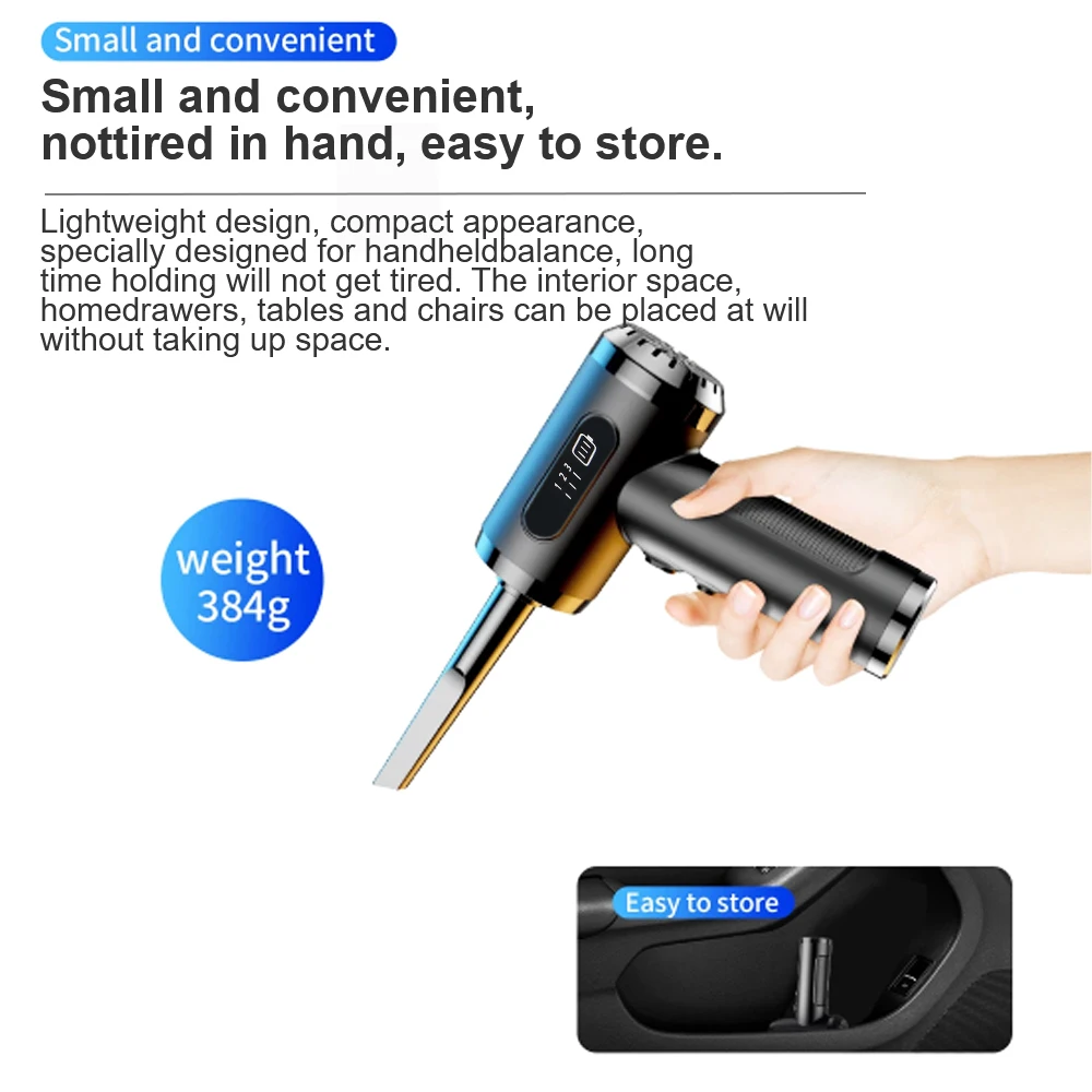 50000RPM Powerful Air Compressor Portable VC018 Vacuum Cleaner Digital Car Vacuum Cleaner High Suction 3 In 1 Air Duster Blower 6