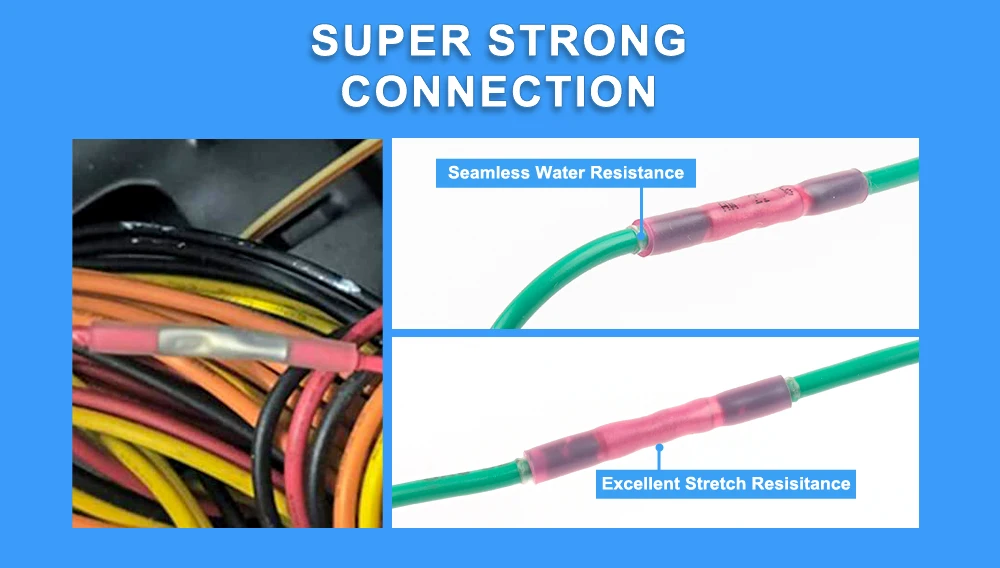 50 Stück Schrumpfstoß-Drahtverbinder, wasserdicht, isoliert, für Kraftfahrzeuge, elektrische Kabel-Crimpklemmen, AWG 26–10, 0,3–6,0 mm2 – Detail 5