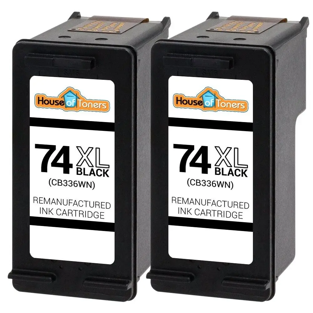 2-pk 74 XL Black Ink for HP Photosmart C4480 C4500 C4540 C5200 C5240 C5290 C5550