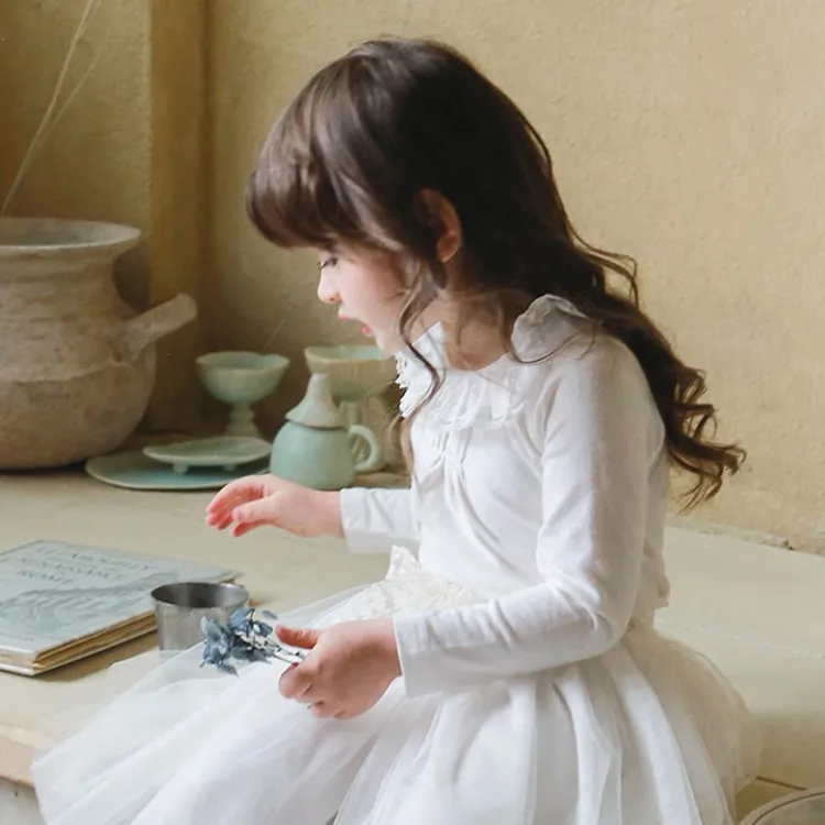

Children Clothes Spring Autumn 2022 Korean Girls Lace Collar Little Princess T Shirt Sweet Princess Fashionable Girls Clothes