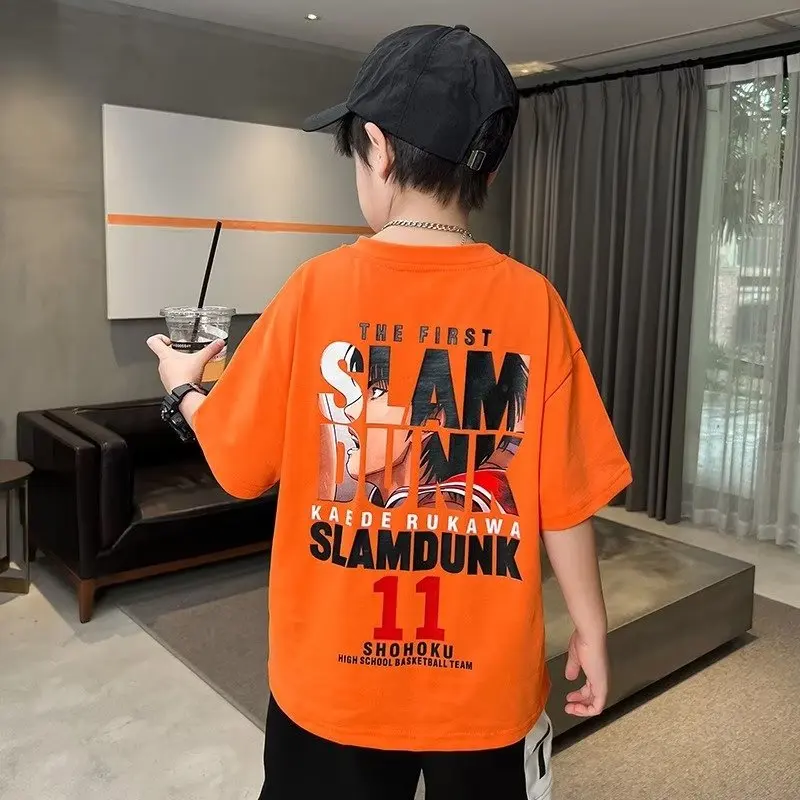 New Summer Kids Clothes Streetwear Fashion Print T Shirt Short Sleeve Tops Tees Boys Clothes 100%Cotton O-Neck Tees Children