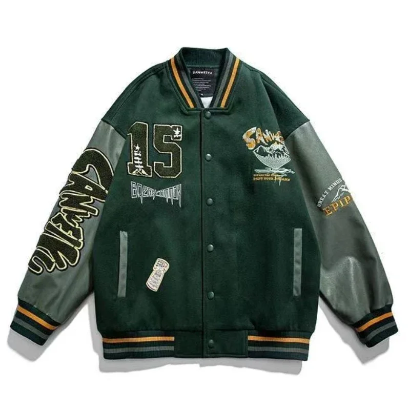 

2023 New American Letter Flocking Embroidered Jackets Coats Men's Y2K Street Hip Hop Wild Baseball Uniform Couple Casual Jackets