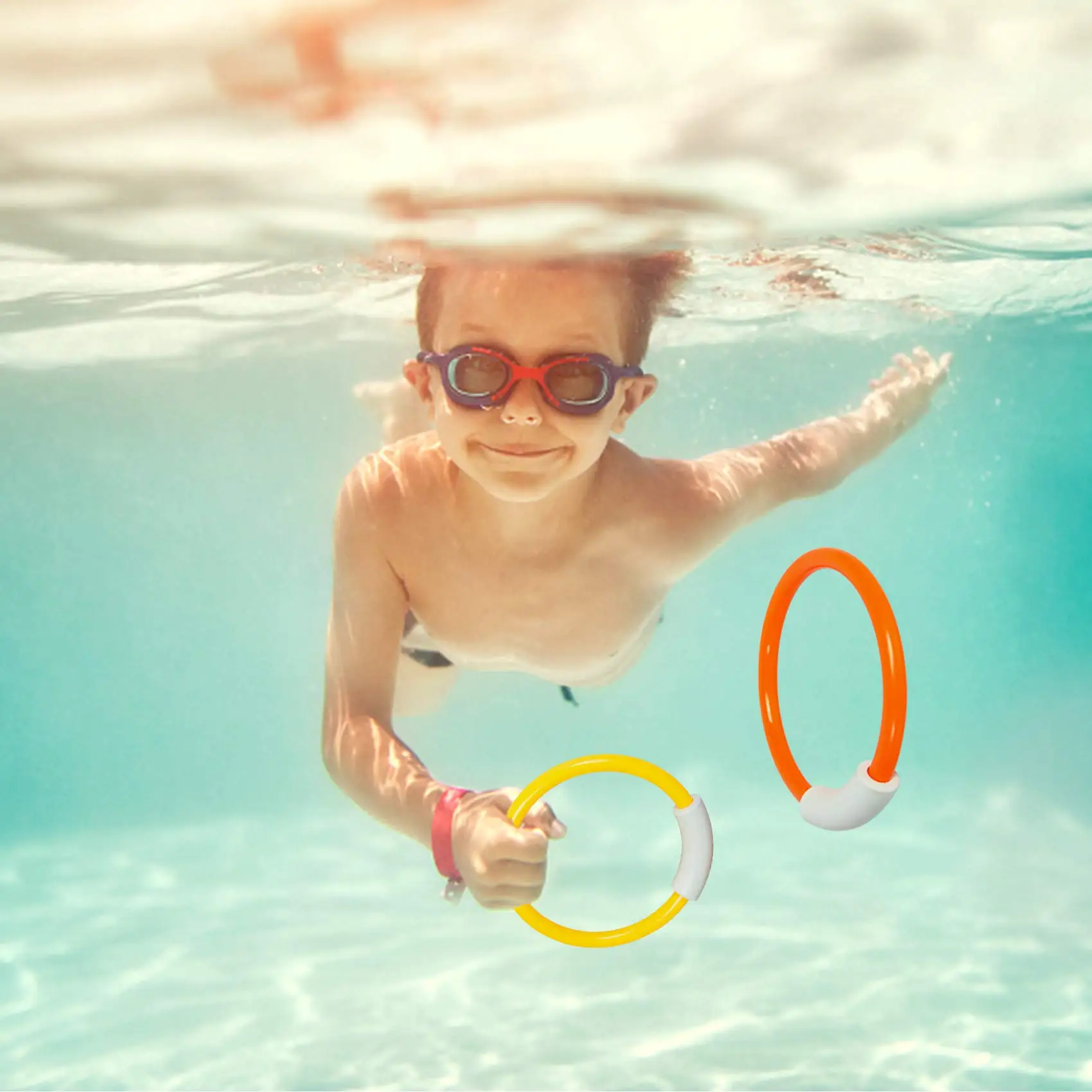 4 Pack Pool Diving Toys Water Swimming Pool Diving Rings Toys for Kids Colorful Easy to Find and Grab 2