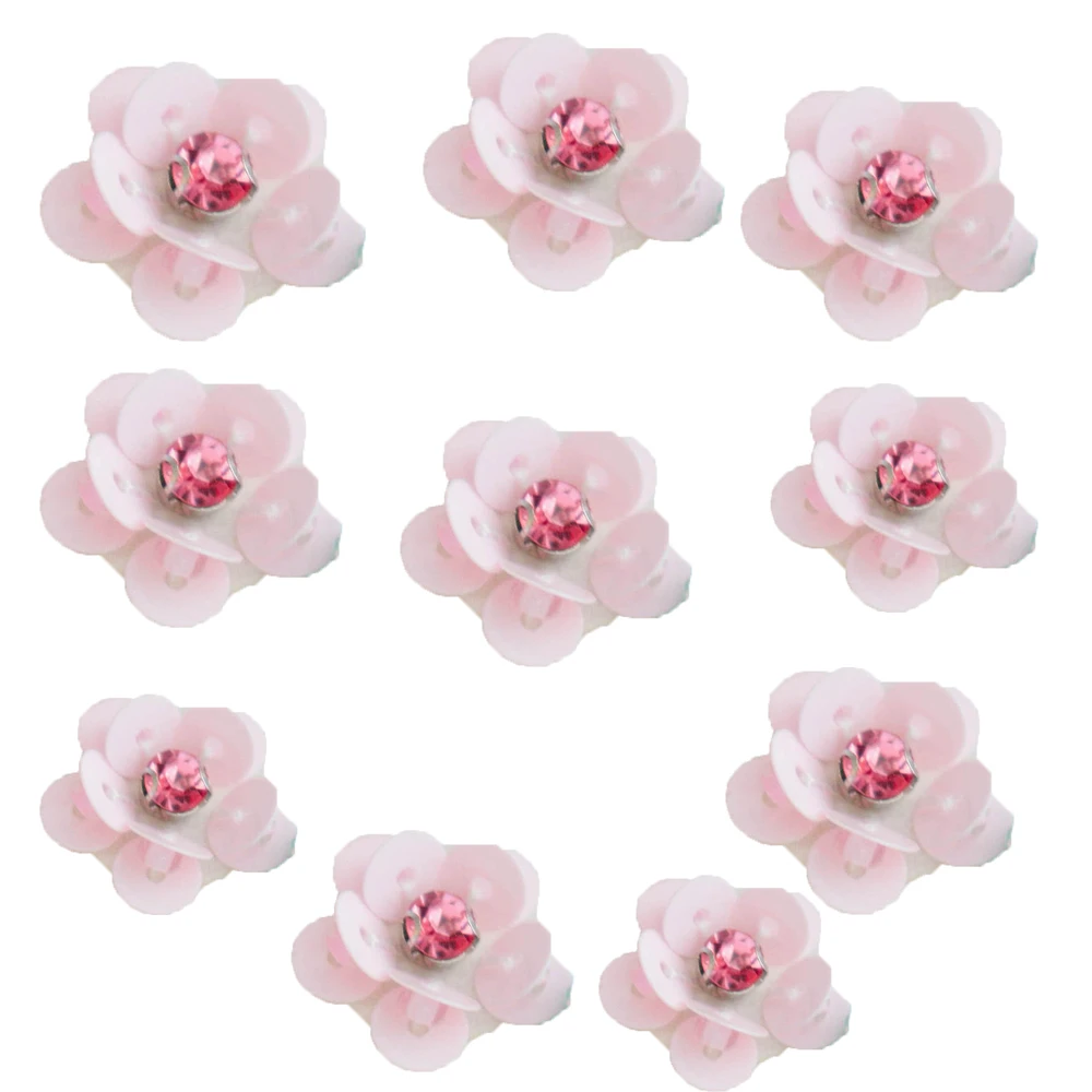 Nähen Pailletten-Blumen applique, DIY-Dekoration, Cartoon-Patch, Bekleidungs zubehör, Blau und Pink, 10 teile/los, 1,5x1,5 cm – Detail 6