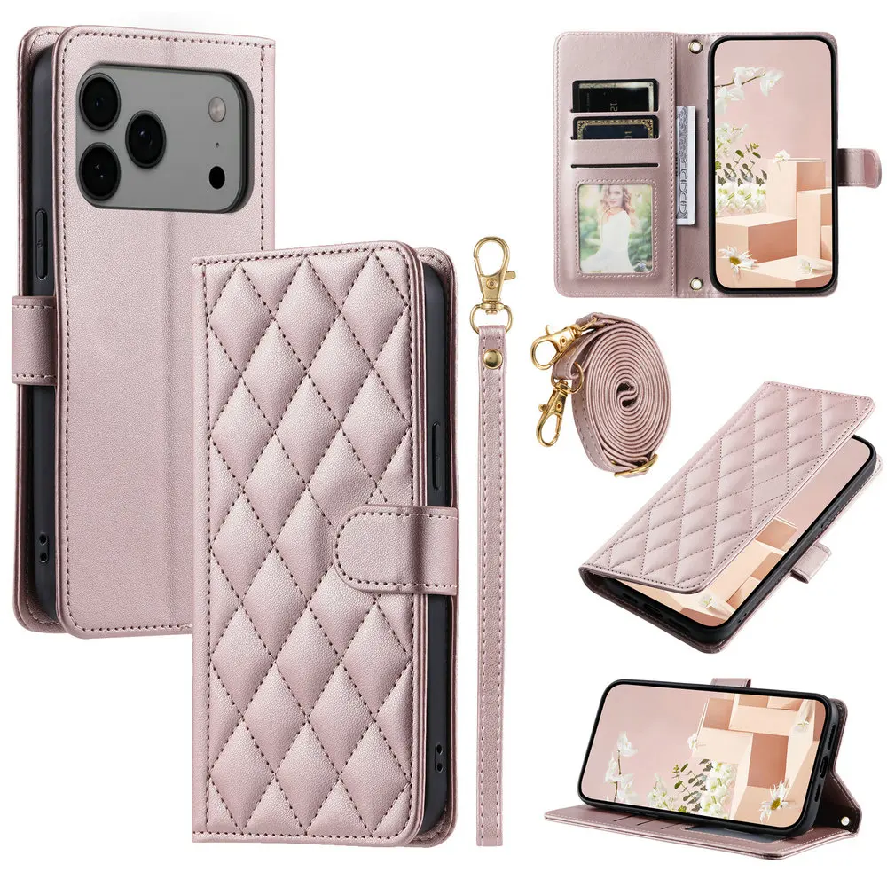 Luxury Crossbody Leather Wallet Flip Case - Premium Book Cover