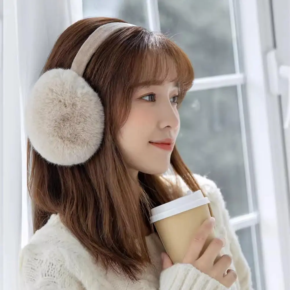 Soft Plush Ear Warmer Winter Warm Furry Earmuffs For Women Fashion Korean Solid Color Earflap Outdoor Cold Protection Earmuffs