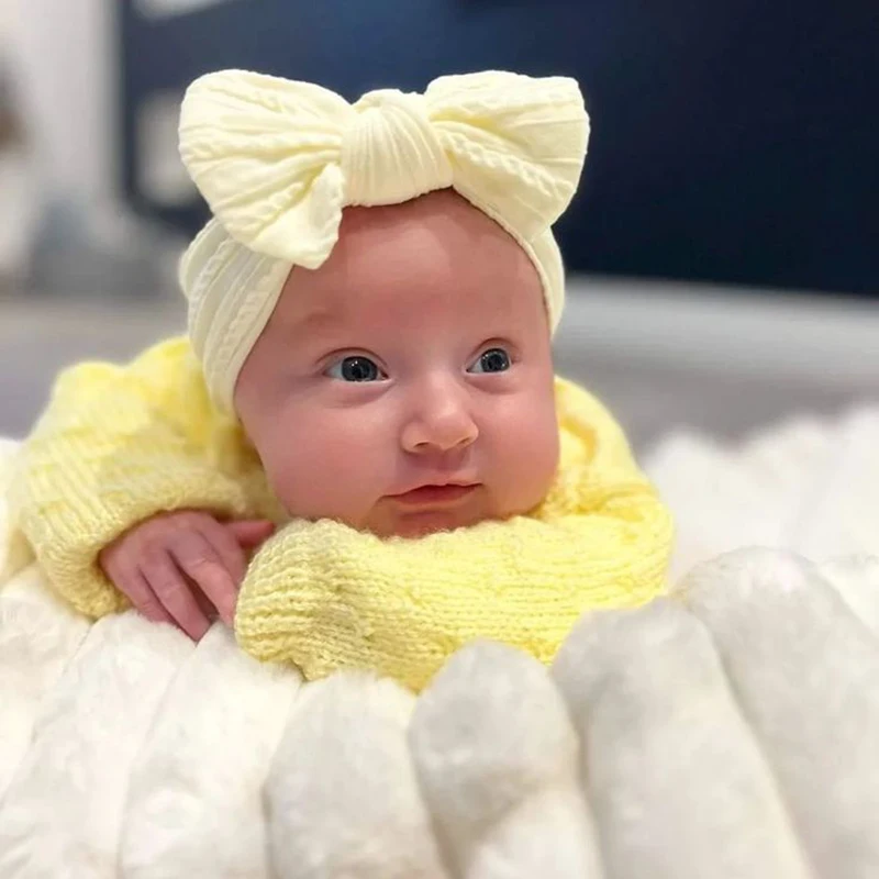 Newborn Baby Headbands Baby Hair Accessories Kids Headwear Knit Bowknot for Child Elastic Soft Turban Girl Headwraps Solid