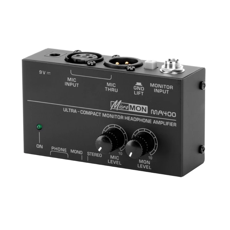 Headphone Amplifier Compact For Studio and Stage 1/4" & 1/8" Port Earphone Splitter