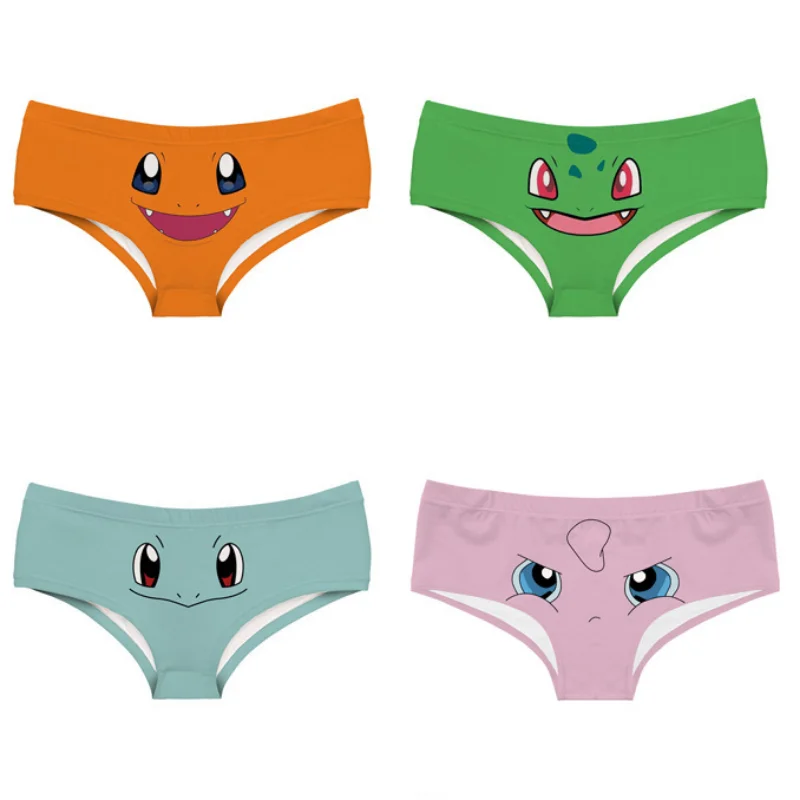 

Anime Pokemon Pikachu Ladies Underwear 3D Print Panties Squirtle Seamless Breathable Women Low Waist Sexy Cosplay Accessories