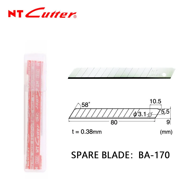 NT Cutter A-1000RP Cartridge Cutter 9mm Utility Knife Heavy Wallpaper Knife  Paper Cutting Craft Tool Matching Spare Blade BA-160