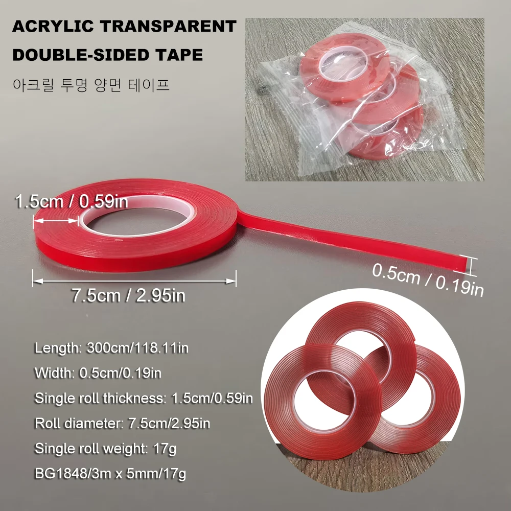 3Pc 양면 테이프 강력한 고정 투명 테이프 방수 흔적 없음 고점도 자체 접착 테이프 고정 스티커