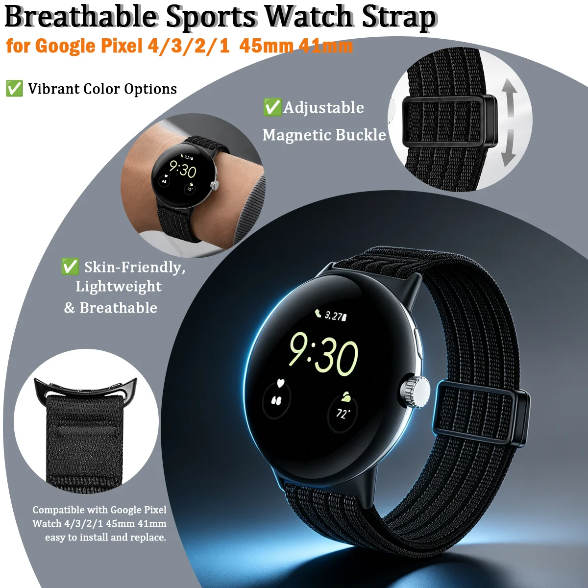 Premium Sport Nylon Loop Magnetic Band - Universal Smartwatch Strap Accessory