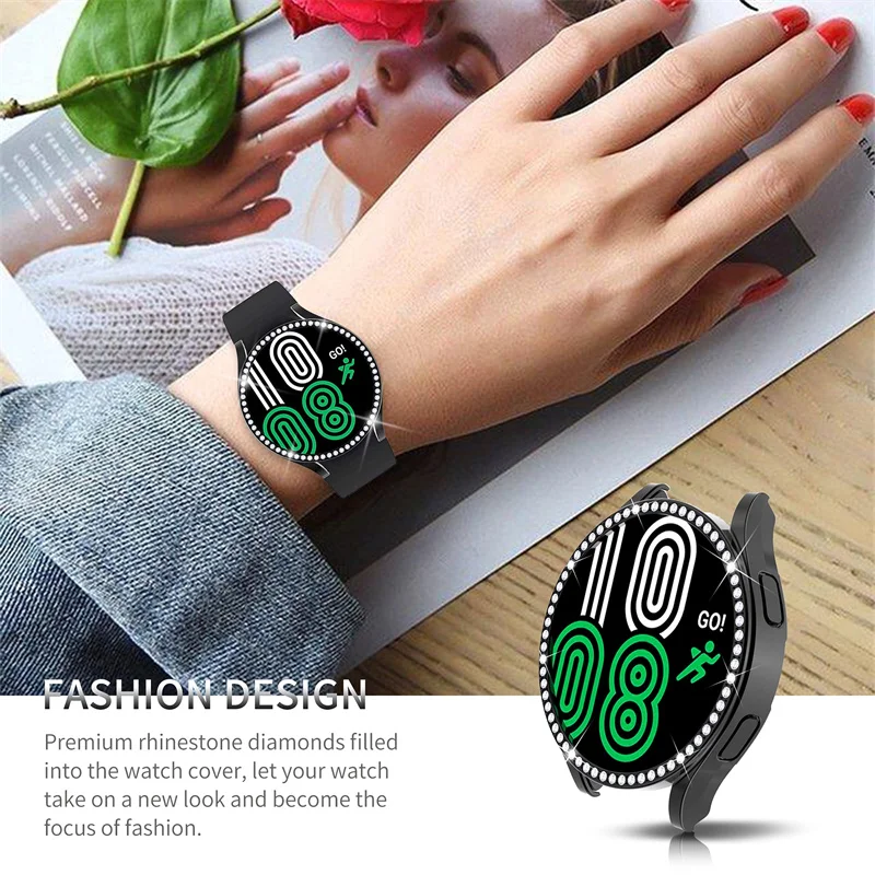 Фото Алмазный чехол для Samsung Galaxy Watch 5/5 pro/4 44 мм 40 мм, чехол-бампер из поликарбоната, всесторонняя защита для Galaxy Watch 4 classic 42 мм 46 мм №4