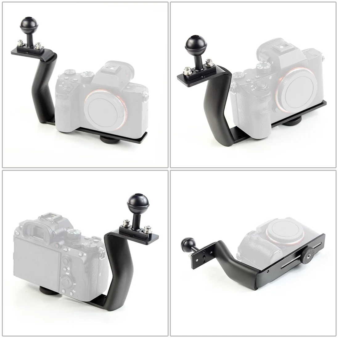 Aluminum Alloy Diving Bracket Z Type Single Handle With Base Adapter for Underw