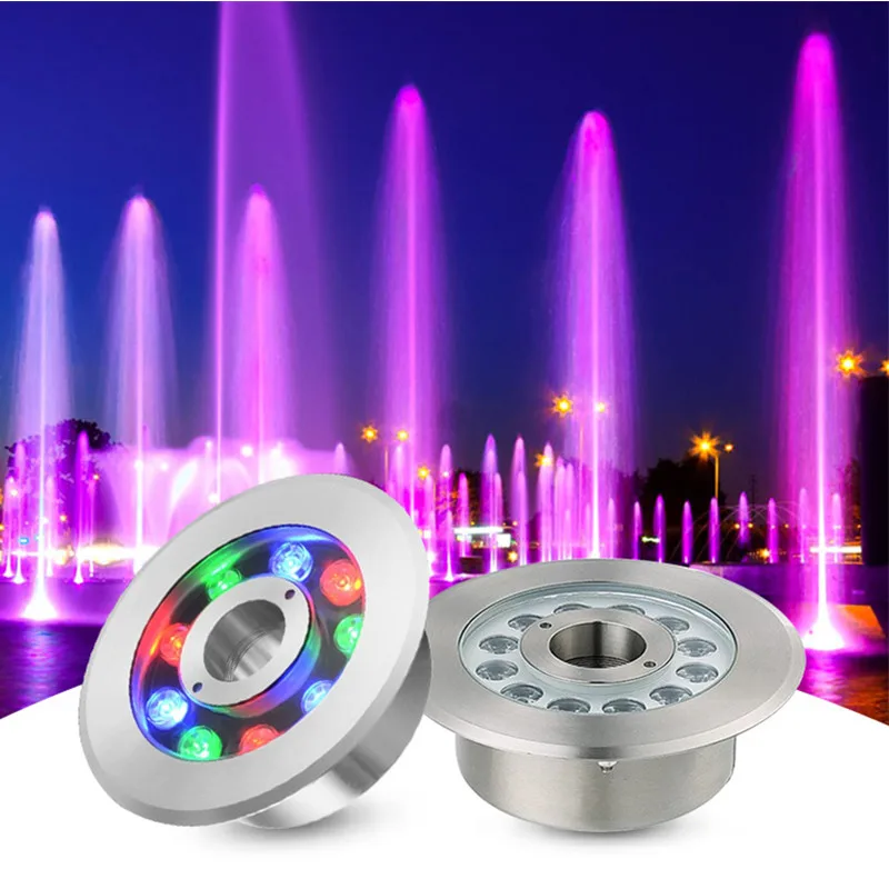 Stainless Steel LED Fountain Lights IP68 Underwater Lamp Waterproof RGB Lighting Landscape Lamps LED Outdoor Pond Lights 12V 24V