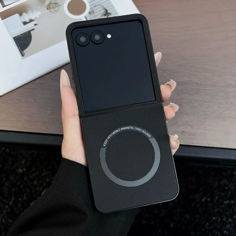 Ultra-Slim Magnetic Leather Wireless Charging Case - Shockproof and Durable Design
