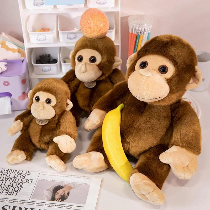 New 1pc Lifelike 17cm/30cm Simulation Monkey Doll Funny Plush Toys Soft Wild Animals Appease Doll Creative Birthday Gift