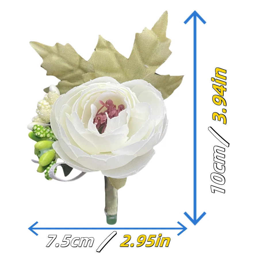 Artificial White Flower Corsage Boutonniere for Boys Girls Wedding Party Meeting Personal Decorations Accessories