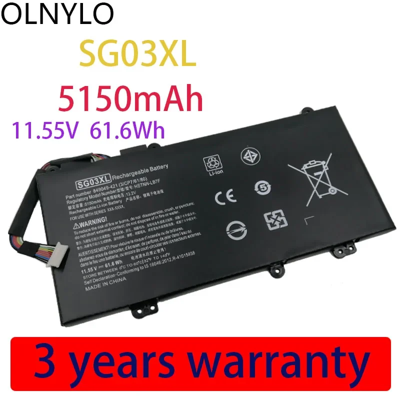 

Genuine SG03XL Battery for Hp Envy 17-U273CL 17-U011NR 17-U108CA 17-U110NR 17-U163CL W7D93UA W2K88UA W2K86UA 11.55V 5150mAh